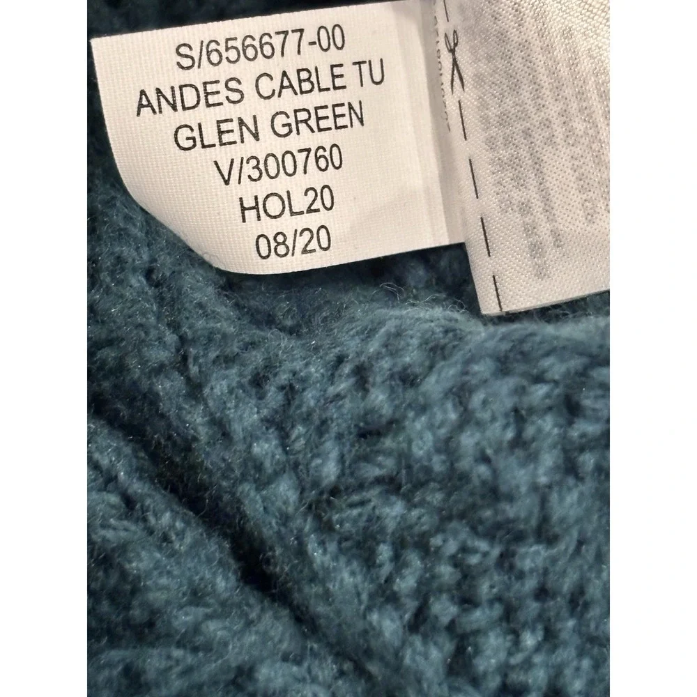 Banana Republic Cable Knit‎ Sweater Tunic Glen Green Merino Cotton Woman XS Cozy